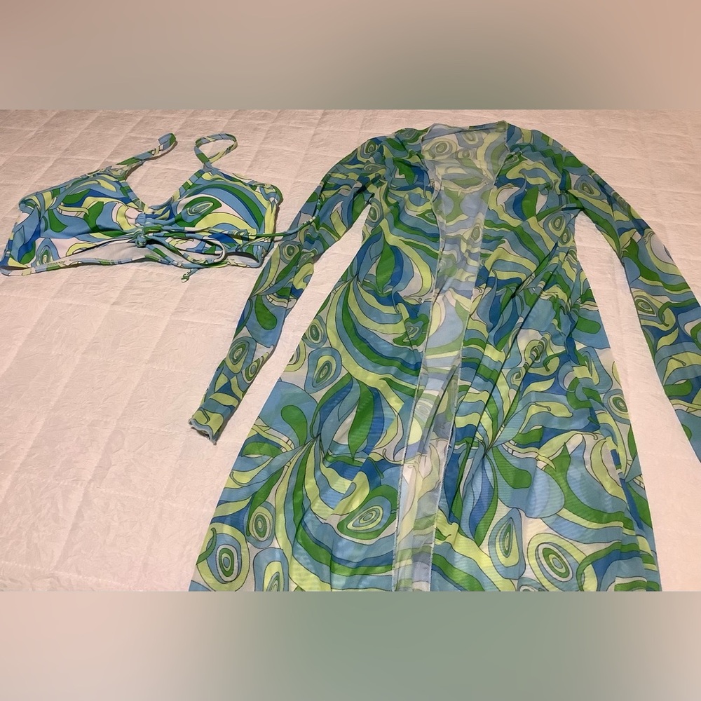 “Pucci” Inspired swimsuit Top with Cover up